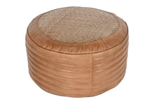 Load image into Gallery viewer, FLOOR CUSHION LEATHER RATTAN 50X50X30 BROWN