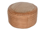 FLOOR CUSHION LEATHER RATTAN 50X50X30 BROWN