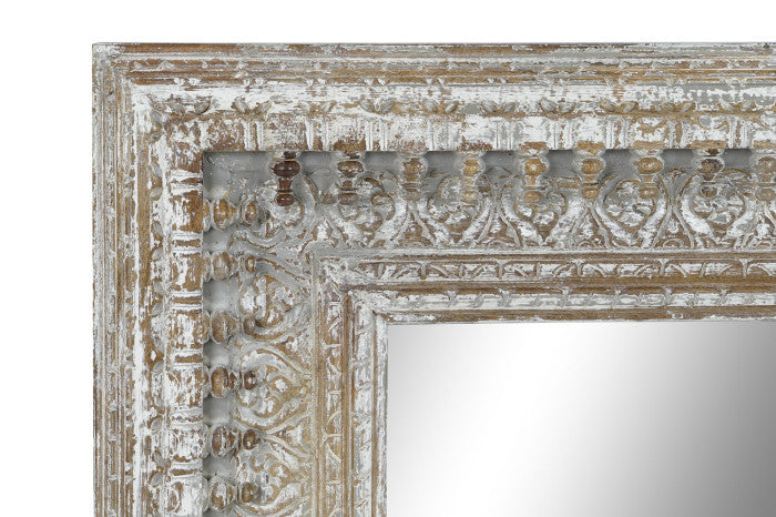 MIRROR CARVED WOOD 100X5X120 ANTIQUED WHITE