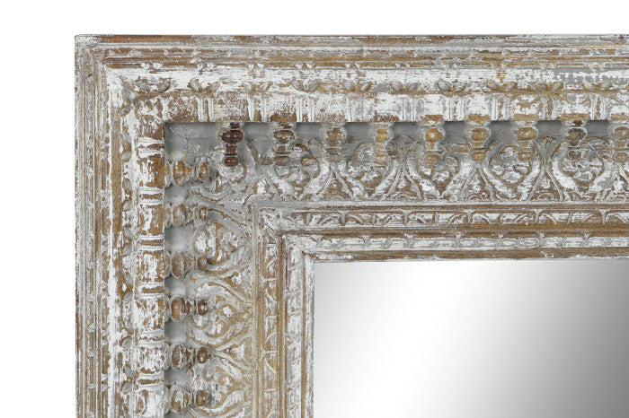 MIRROR CARVED WOOD 100X5X120 ANTIQUED WHITE