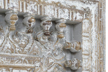 Carica l&#39;immagine nel visualizzatore di Gallery, MIRROR CARVED WOOD 100X5X120 ANTIQUED WHITE