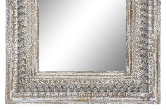 MIRROR CARVED WOOD 100X5X120 ANTIQUED WHITE