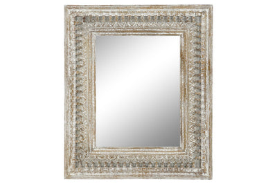 MIRROR CARVED WOOD 100X5X120 ANTIQUED WHITE