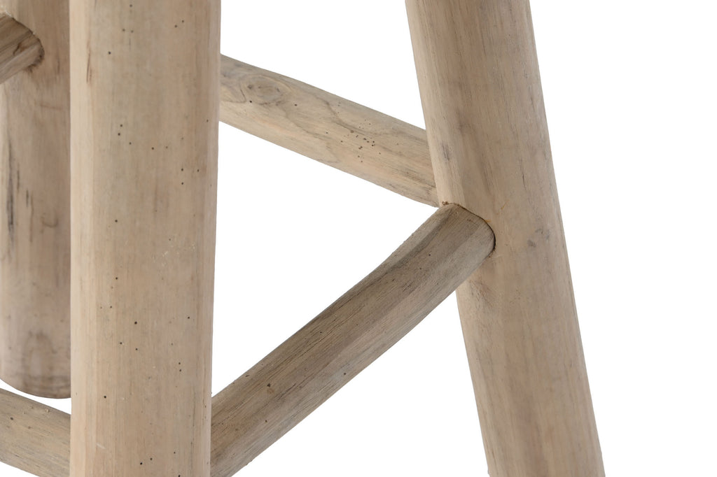 STOOL TEAK FIBRA TRENZADA 32X32X75 WHITE