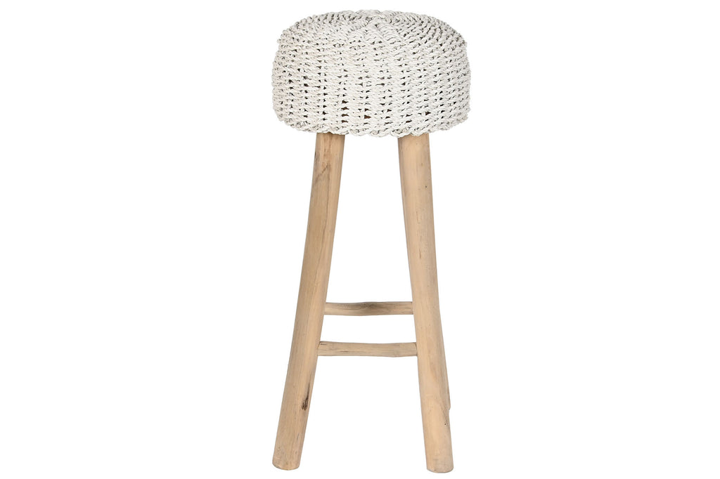 STOOL TEAK FIBRA TRENZADA 32X32X75 WHITE
