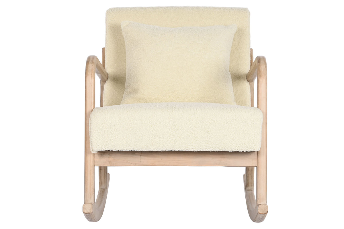 ROCKING CHAIR POLYESTER RUBBERWOOD 66X88X78 WHITE
