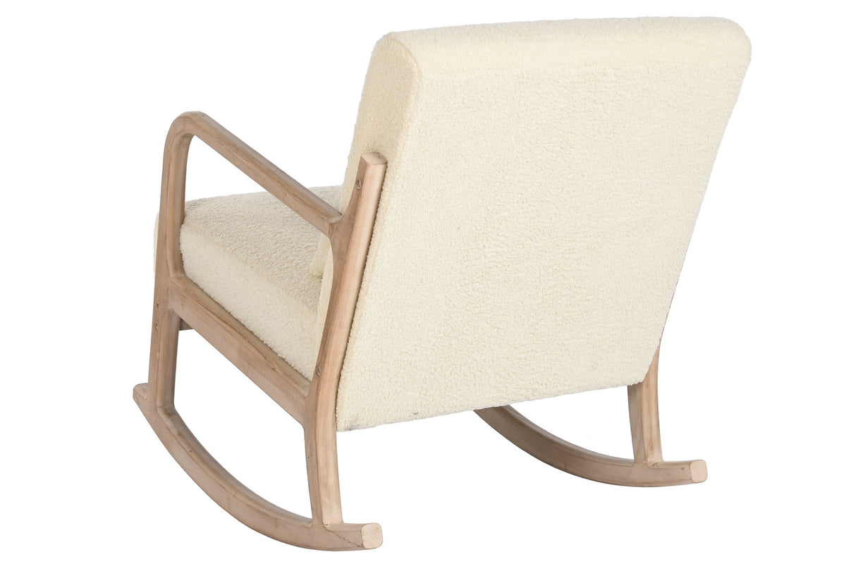 ROCKING CHAIR POLYESTER RUBBERWOOD 66X88X78 WHITE