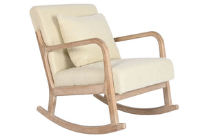 ROCKING CHAIR POLYESTER RUBBERWOOD 66X88X78 WHITE