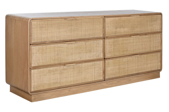 CHEST OF DRAWERS OAK RATTAN 182X45X81 NATURAL