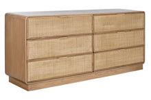 Charger l&#39;image dans la galerie, CHEST OF DRAWERS OAK RATTAN 182X45X81 NATURAL