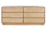 CHEST OF DRAWERS OAK RATTAN 182X45X81 NATURAL