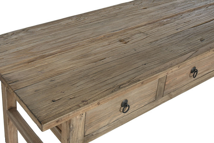 SOLID ELM TABLE 169X75X85 3 NATURAL DRAWERS