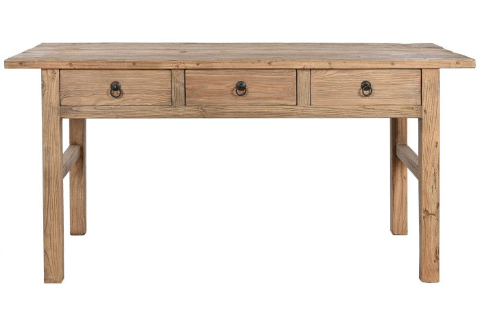 SOLID ELM TABLE 169X75X85 3 NATURAL DRAWERS