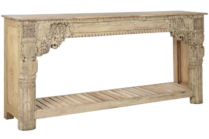 CONSOLE TABLE CARVED WOOD 194X44X91,5