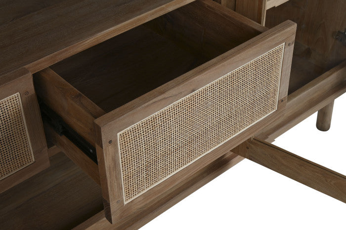 BUFFET TEAK GLASS 180X50X90