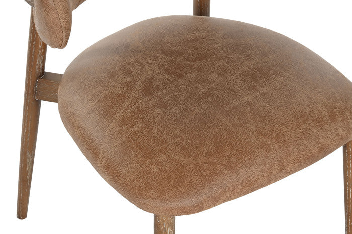 CHAIR ASH LEATHER 60,5X57,5X82 DECAPE WHITE