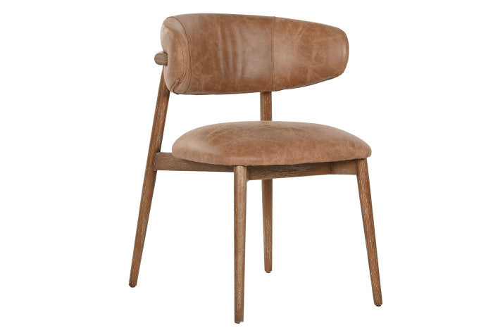 CHAIR ASH LEATHER 60,5X57,5X82 DECAPE WHITE