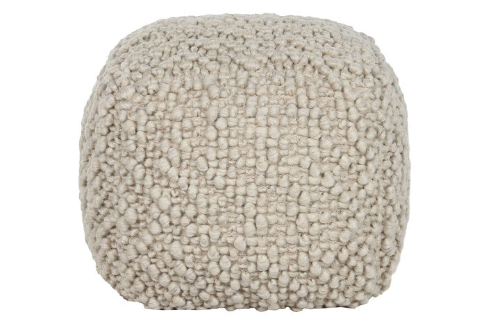 FOOTREST WOOL COTTON 45X45X45 BEIGE