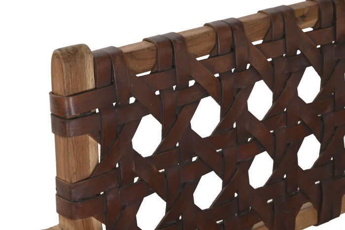 ARMCHAIR TEAK LEATHER 56X58X74