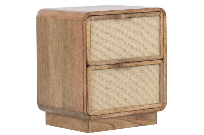 BEDSIDE TABLE MANGO JUTE 40X30X45 2 DRAWERS