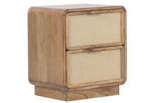 Cargar imagen en el visor de la galería, BEDSIDE TABLE MANGO JUTE 40X30X45 2 DRAWERS