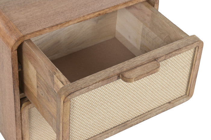 BEDSIDE TABLE MANGO JUTE 40X30X45 2 DRAWERS