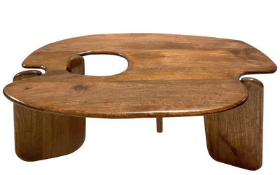 COFFEE TABLE MANGO 90X60X45 ABSTRACT BROWN
