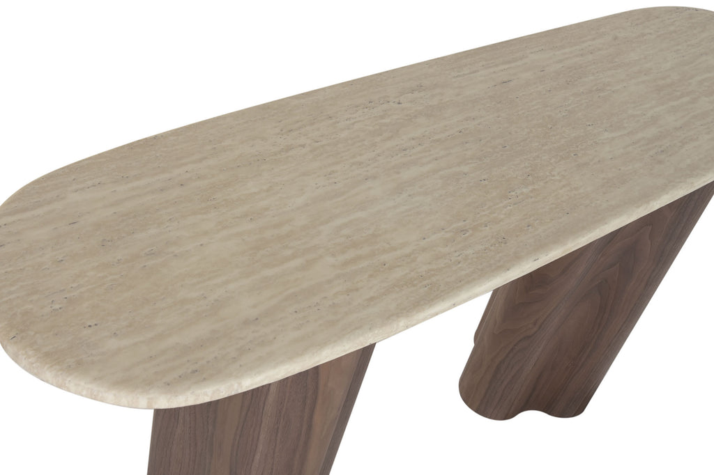 CONSOLE TABLE WOOD GRANITE 150X40X78 BROWN