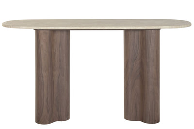 CONSOLE TABLE WOOD GRANITE 150X40X78 BROWN