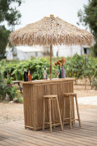 BAR FURNITURE SET 4 BAMBOO SEAGRASS 120X40X105