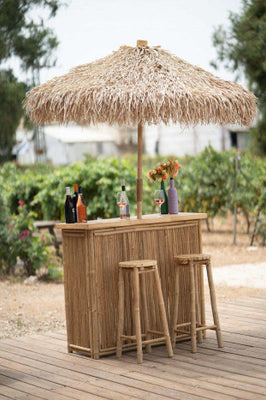 BAR FURNITURE SET 4 BAMBOO SEAGRASS 120X40X105