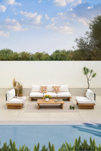 Load image into Gallery viewer, COUCH SET 4 ALUMINIUM 227X78X77 FAUX WOOD BROWN