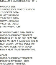 Load image into Gallery viewer, COUCH SET 4 ALUMINIUM 227X78X77 FAUX WOOD BROWN