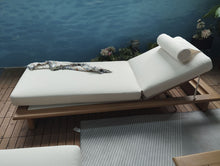Carica l'immagine nel visualizzatore di Gallery, DECK CHAIR ALUMINIUM 210X90X35 RECLINING FAUX WOOD