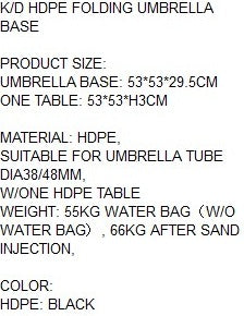 BASE SUNSHADE 53X53X30 55/66KG. BLACK