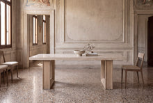 Laden Sie das Bild in den Galerie-Viewer, ELM/TRAVERTINE DINING TABLE