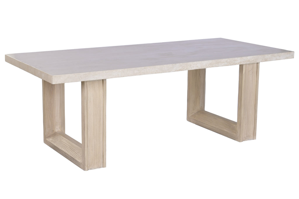 ELM/TRAVERTINE DINING TABLE