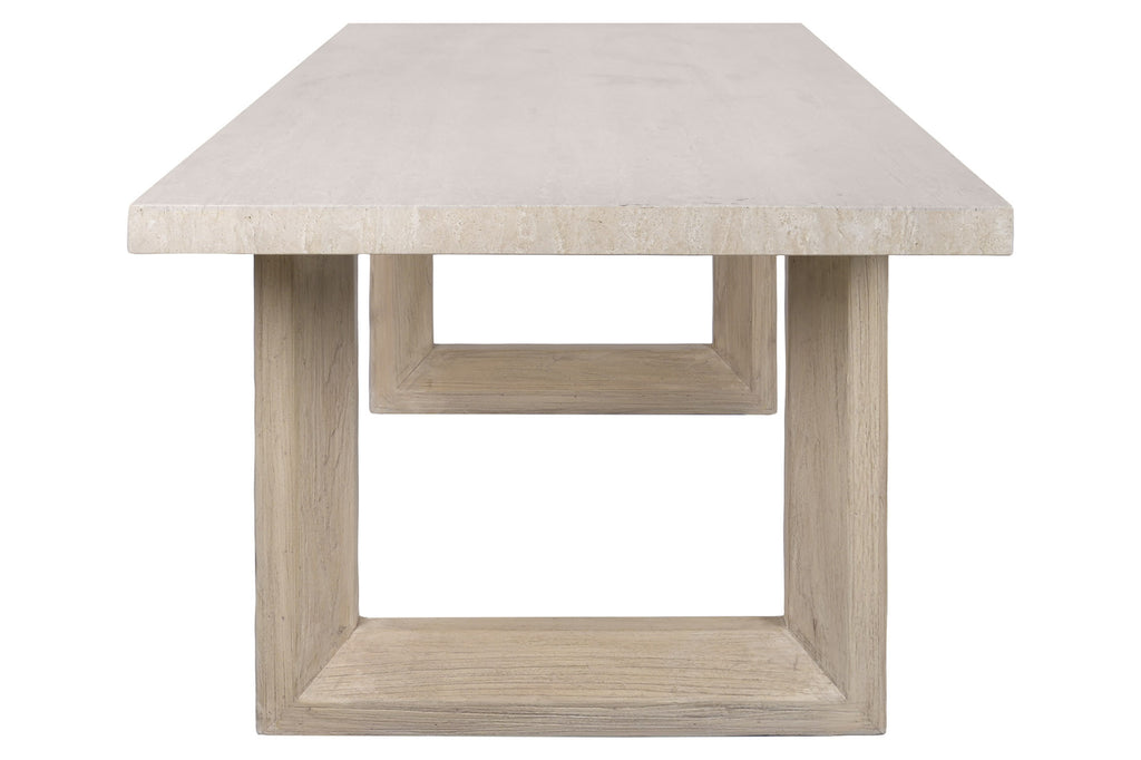 ELM/TRAVERTINE DINING TABLE