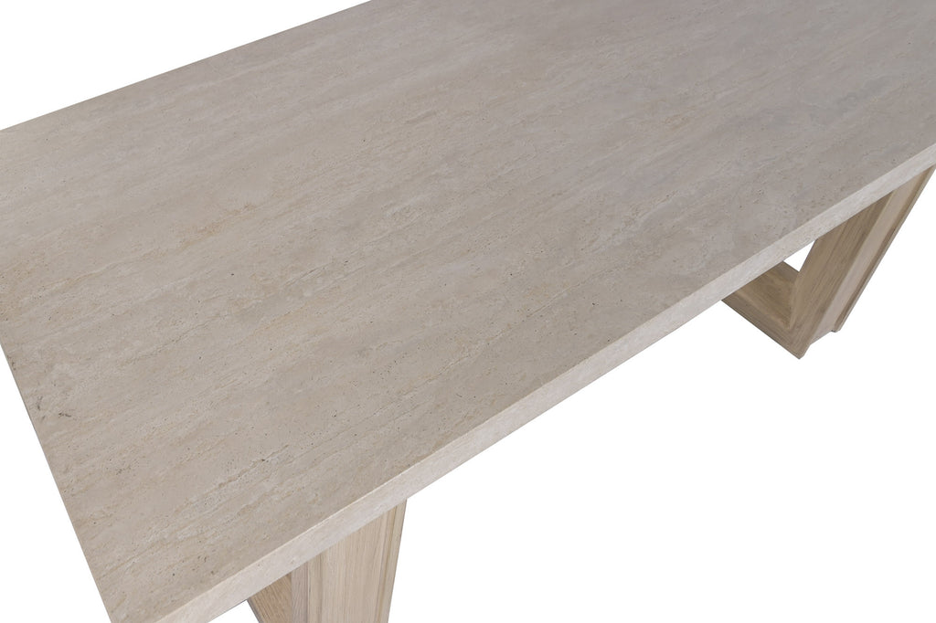 ELM/TRAVERTINE DINING TABLE