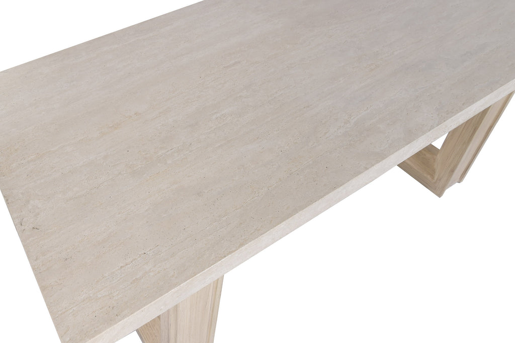 ELM/TRAVERTINE DINING TABLE