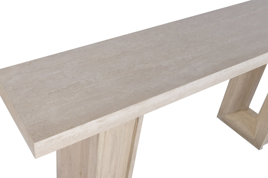 CONSOLE TABLE ELM MARBLE TRAVERTINE 180X38X76