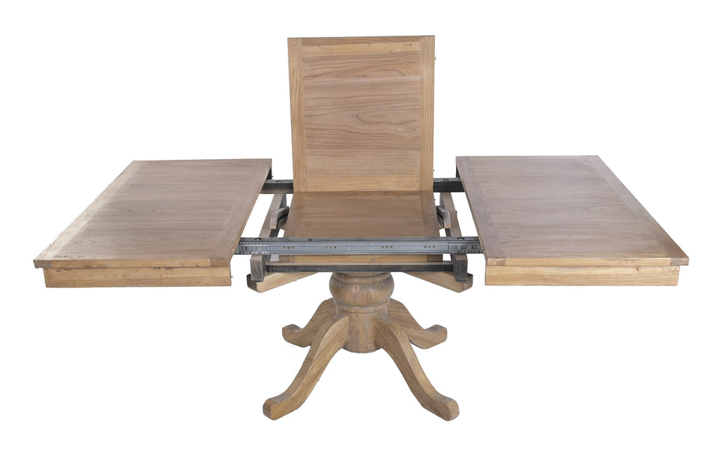 EXTENDABLE TABLE RECYCLED WOOD ELM 130X130X78 190x130 NATURAL