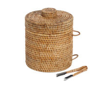 Load image into Gallery viewer, RATTAN ICE BUCKET WITH TONGS Ø20X25CM
