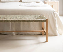 Laden Sie das Bild in den Galerie-Viewer, OAK AND SEAWEED BENCH 116X42X46