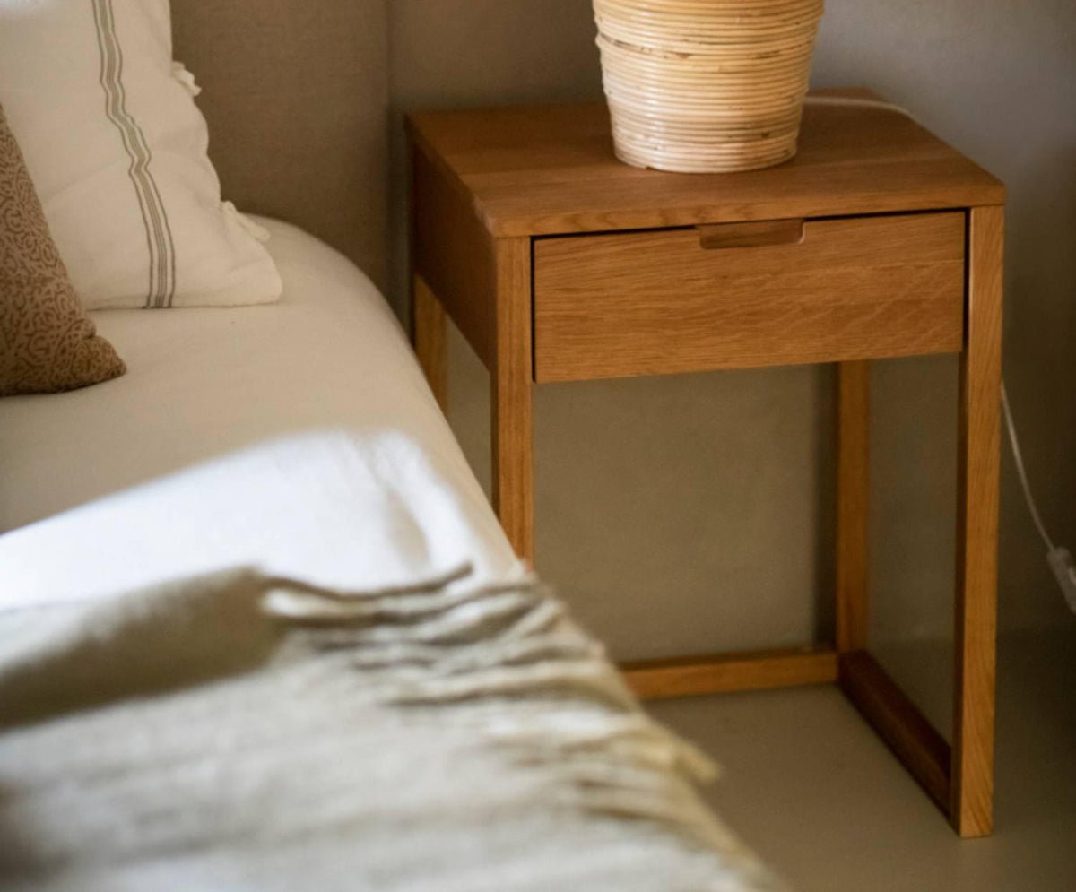 OAK WOOD BEDSIDE TABLE 45X40X60CM