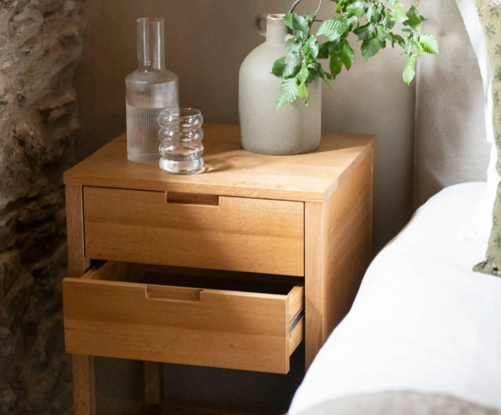 OAK WOOD BEDSIDE TABLE 45X40X60CM