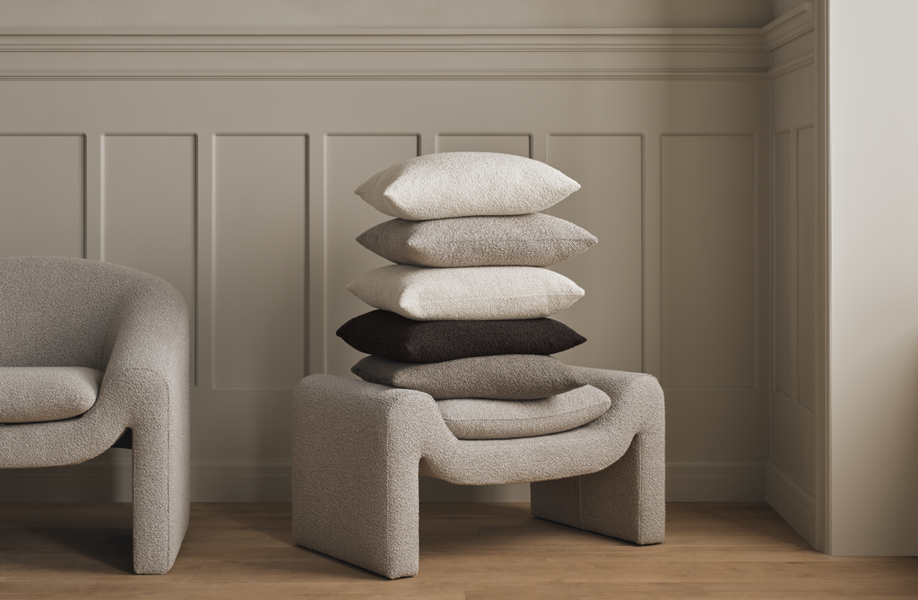 Mielo footstool Revi Bouclé & texture, Ivory