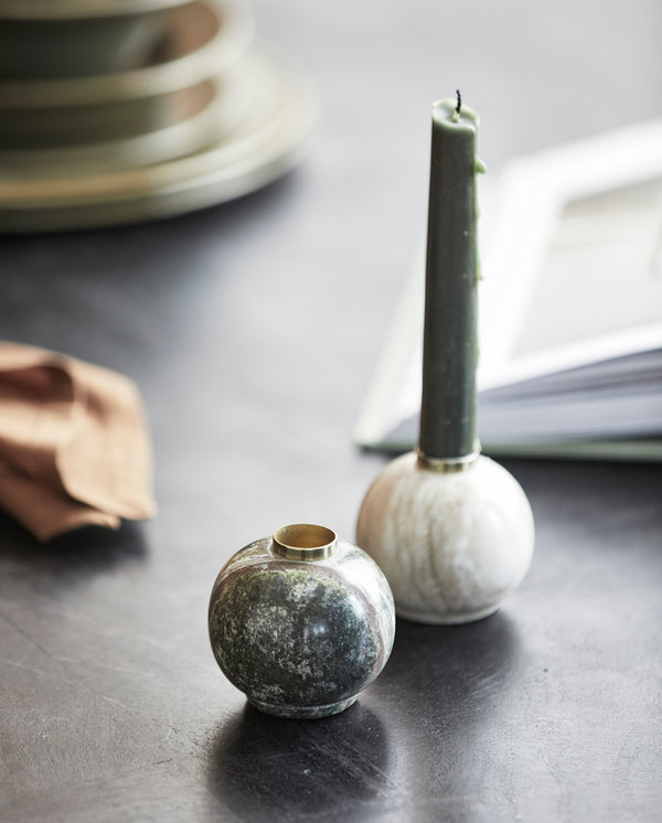 ULVA CANDLE HOLDER, GREEN MARBLE