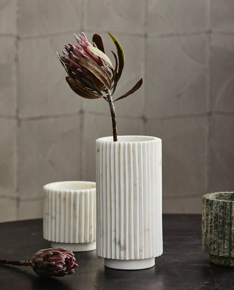 LOON POT, WHITE MARBLE
