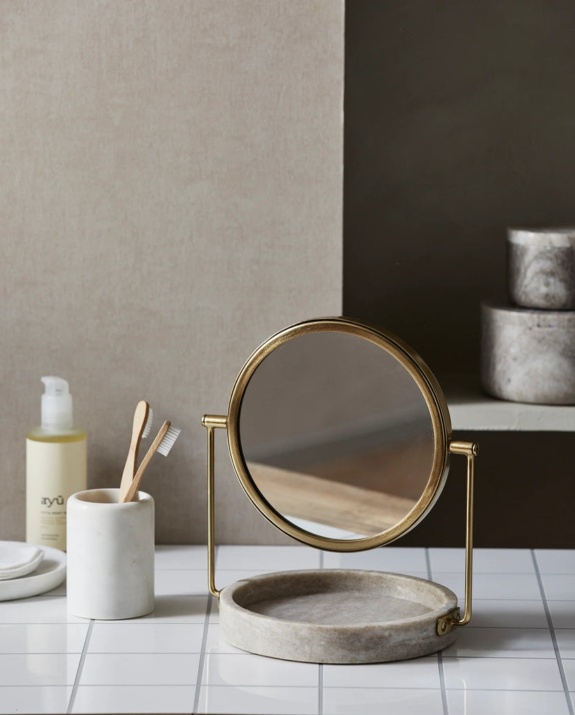 Mug for toothbrush, white marble